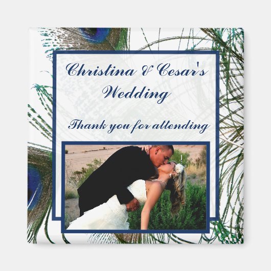 2インチ×2インチ 発表用 マグネット 孔雀の羽根 青/緑 (正面)