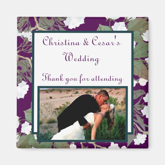 2インチ×2インチ 発表用 マグネット 孔雀/花の枝 PU (正面)