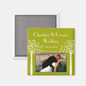 2インチ×2インチ 発表用 マグネット 現代の緑の木 白 (正面/裏面)