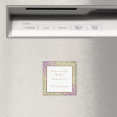 2インチ×2インチ 発表用 マグネット 紫と緑の花柄 (インサイチュ (食洗機))