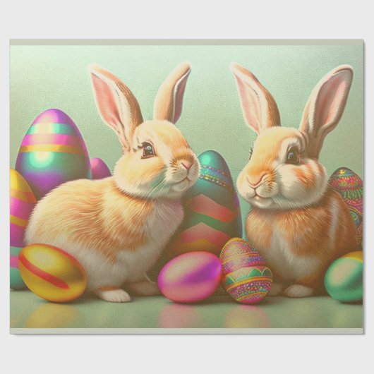 2イースターバニーとエッグコレクション ラッピングペーパー (フラット)