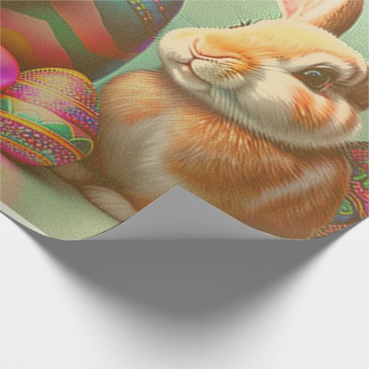 2イースターバニーとエッグコレクション ラッピングペーパー (角)