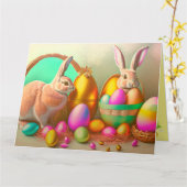 2イースターバニーとゴールデンエッグコレクション カード (黄色い花)