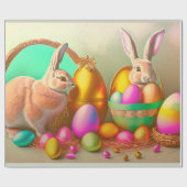 2イースターバニーとゴールデンエッグコレクション ラッピングペーパー (フラット)