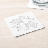 2ウミガメ大人の着色紙コースター スクエアペーパーコースター (アングル)