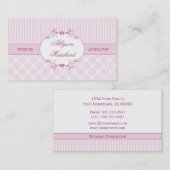 #2エレガントなヴィンテージのピンクの白いダマスク織は縞で飾ります 名刺 (正面/裏面)