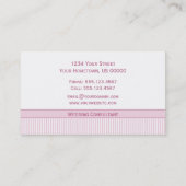 #2エレガントなヴィンテージのピンクの白いダマスク織は縞で飾ります 名刺 (裏面)