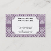 #2エレガントなヴィンテージの挨りだらけの紫色の白いダマスク織 名刺 (裏面)