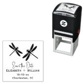 2エレガントトンボ結婚イのカップルの日付を保存 セルフインキングスタンプ (インサイチュ)