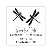 2エレガントトンボ結婚イのカップルの日付を保存 セルフインキングスタンプ (デザイン)