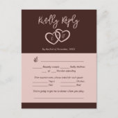 2エレガントハートシエナ赤メニュー選択RSVPカード ポストカード (正面)