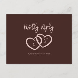 2エレガントハートシエナ赤メニュー選択RSVPカード ポストカード