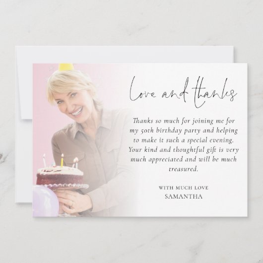 2エレガントフォトオーバーレイ誕生日パーティーありがとう カード (正面)