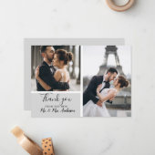 2エレガント枚の写真グレーありがとう結婚さん ノートカード (正面/裏面インサイチュ)
