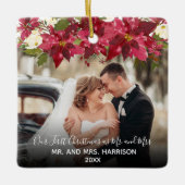 2エレガント枚の写真フローラ初めてのクリスマスMr. Mr. セラミックオーナメント (正面)