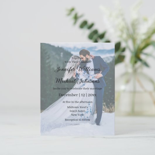 2エレガント枚の写真qrコードrsvp結婚式招待状 (スタンド正面)