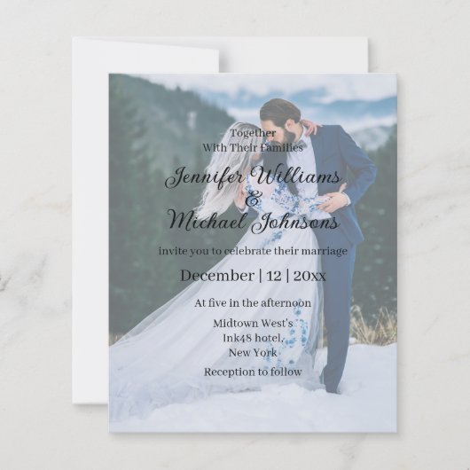 2エレガント枚の写真qrコードrsvp結婚式招待状 (正面)