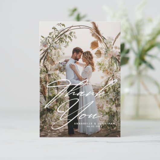 2エレガント枚の写結婚真  サンキューカード (スタンド正面)