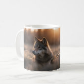 2オオカミの日の出のマグカップで夜明けに吠える コーヒーマグカップ (正面左)