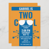 2オレンカッコいいジブルー第2誕生日 招待状 (正面/裏面)