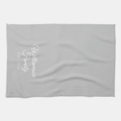 2カスタマイズ人の姓、年明るい灰色 キッチンタオル (横)
