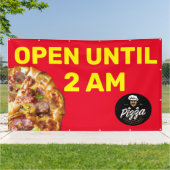 2カスタマイズAMまでピザショップのロゴを開く 横断幕 (外側)