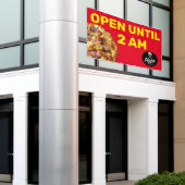 2カスタマイズAMまでピザショップのロゴを開く 横断幕 (ビルの外側)