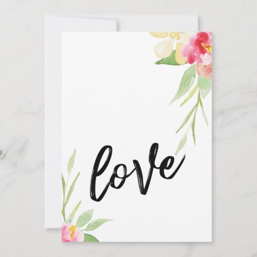 2カスタムパーティーフローラ手の後ずっと幸せに 招待状 (裏面)