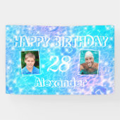 2カスタム枚の写真プール誕生日パーティー水さざ波 横断幕 (横)