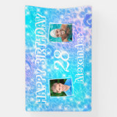 2カスタム枚の写真プール誕生日パーティー水さざ波 横断幕 (縦)