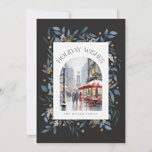 2カスタム枚の写真Holiday Wishesフローラ 招待状 (正面)