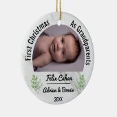 2カスタム祖父母としての写真初めてのクリスマス セラミックオーナメント (右)