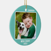 2カスタム面ティール(緑がかった色)マイルストーンまたはイベント セラミックオーナメント (右)