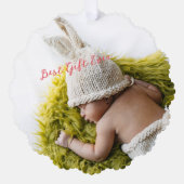 2カスタム面ベビー素朴第1回クリスマスフォト オーナメントカード (正面)