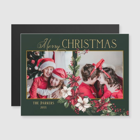 2カラフル写真メリークリスマスポインセチア (正面/裏面)