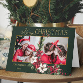 2カラフル写真メリークリスマスポインセチア シーズンカード
