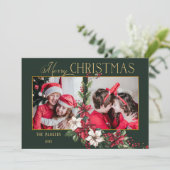 2カラフル写真メリークリスマスポインセチア シーズンカード (スタンド正面)