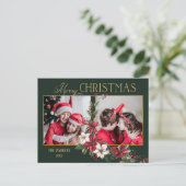 2カラフル写真メリークリスマスポインセチア シーズンポストカード (スタンド正面)