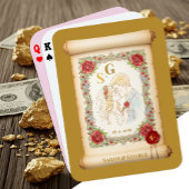 2キスをする人モノグラムの、金ゴールド結婚、スクロール トランプ