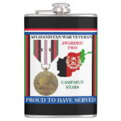 2キャンペーンスターアフガニスタン戦争退役軍人 フラスク (正面)