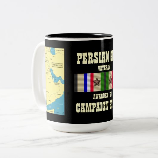 2キャンペーンスターペルシャ湾戦争退役軍人 ツートーンマグカップ (正面左)