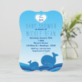 2キュート青い鯨赤ちゃんシャワーパーティの招待状 招待状 (スタンド正面)