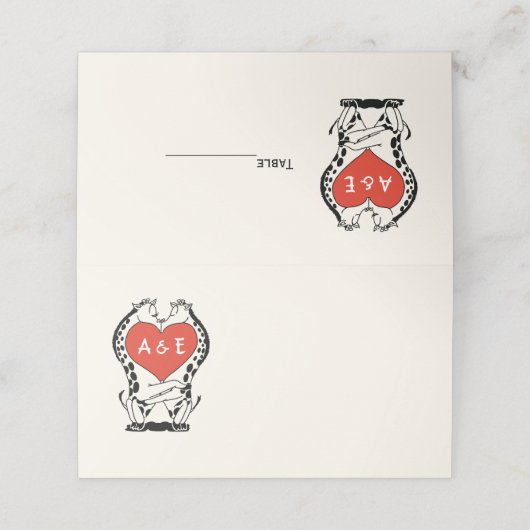 2ギラフェキスをするハート座席表エスコートカード プレイスカード (外部開封)