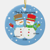 2クリスマスのオーナメントのかわいい雪だるまの系列 セラミックオーナメント (正面)
