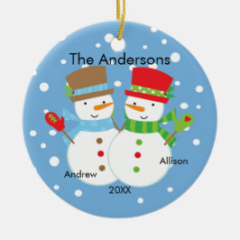 2クリスマスのオーナメントのかわいい雪だるまの系列 セラミックオーナメント