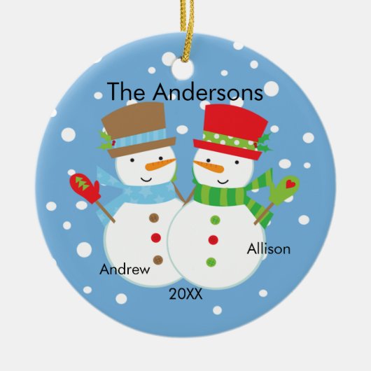 2クリスマスのオーナメントのかわいい雪だるまの系列 セラミックオーナメント (正面)