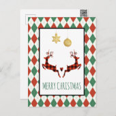 2クリスマスディアジャンピング素朴スタイルホリデー ポストカード (正面/裏面)
