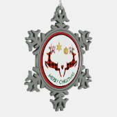 2クリスマスディアジャンプ素朴スタイル スノーフレークピューターオーナメント (左)