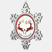 2クリスマスディアジャンプ素朴スタイル スノーフレークピューターオーナメント (右)