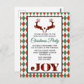 2クリスマスディアジャンプ素朴パーティー招待状 ポストカード (正面/裏面)